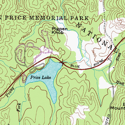 Topographic Map of Julian Price Lake Dam, NC