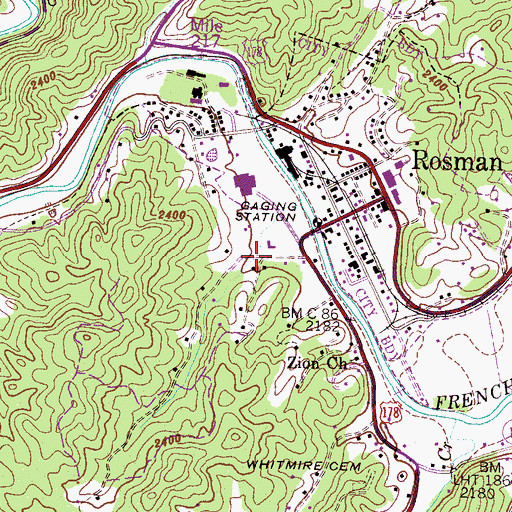 Topographic Map of Rosman Elementary School, NC