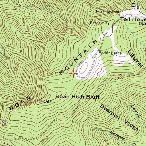 Topographic Map of Roan Mountain Gardens Picnic Area Forest Service, NC