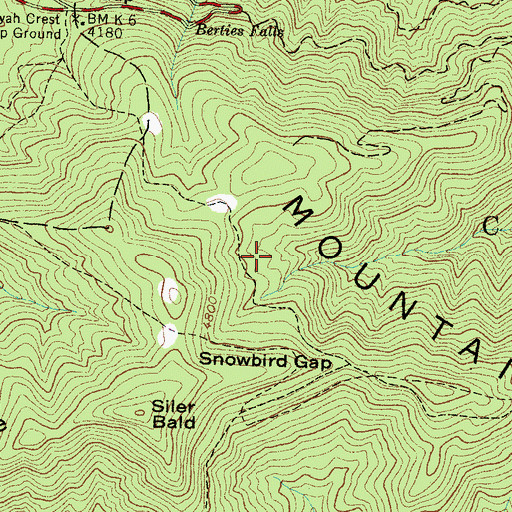 Topographic Map of Siler Bald Shelter, NC
