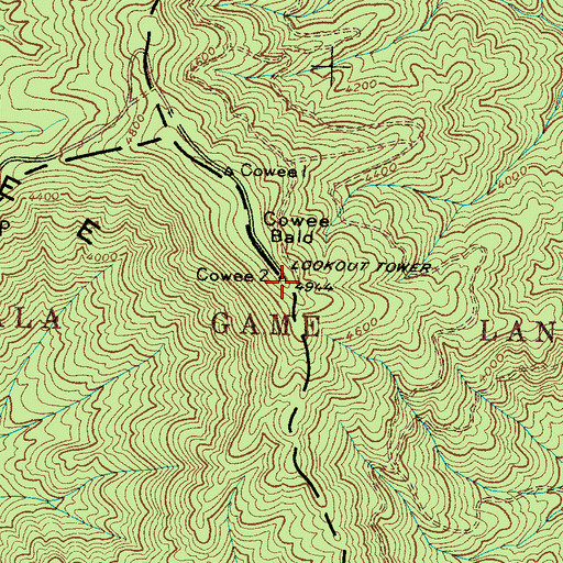 Topographic Map of Cowee Fire Tower, NC