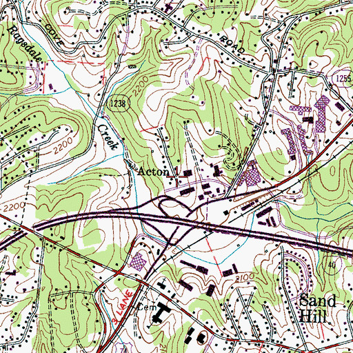Topographic Map of Acton, NC