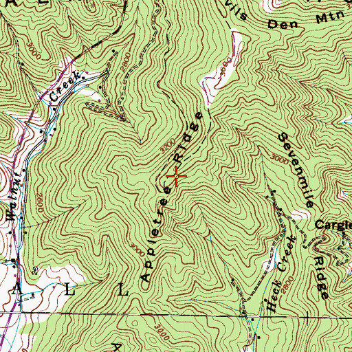 Topographic Map of Appletree Ridge, NC