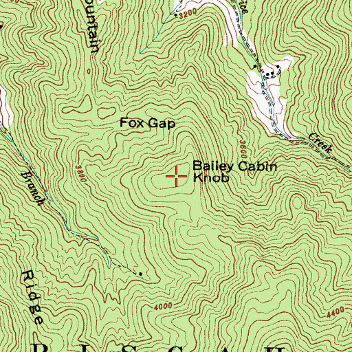 Topographic Map of Bailey Cabin Knob, NC