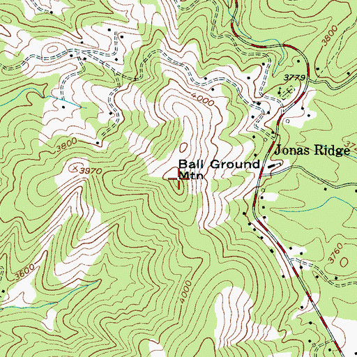 Topographic Map of Ball Ground Mountain, NC