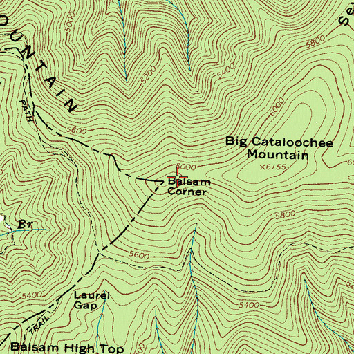 Topographic Map of Balsam Corner, NC