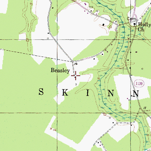 Topographic Map of Beasley, NC
