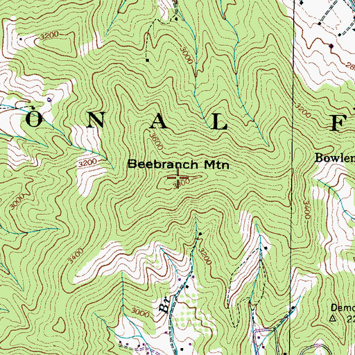 Topographic Map of Beebranch Mountain, NC