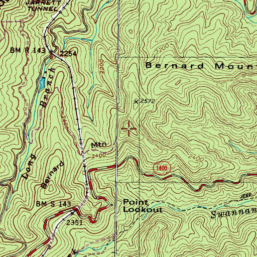 Topographic Map of Bernard Mountain, NC