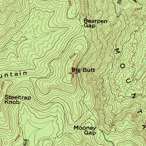 Topographic Map of Big Butt, NC