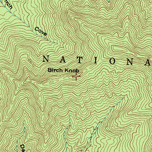 Topographic Map of Birch Knob, NC