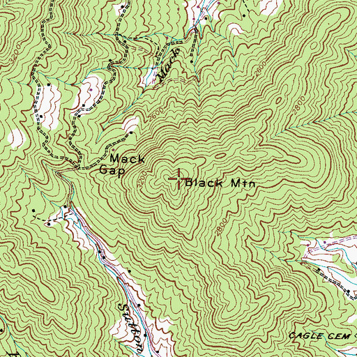 Topographic Map of Black Mountain, NC