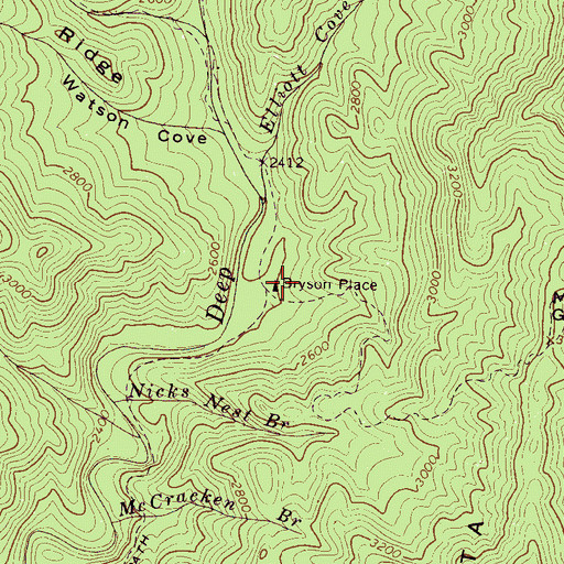 Topographic Map of Bryson Place, NC