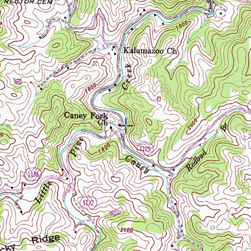 Topographic Map of Caney Fork, NC