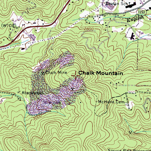 Topographic Map of Chalk Mountain, NC
