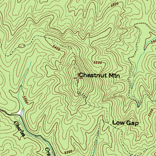 Topographic Map of Chestnut Mountain, NC