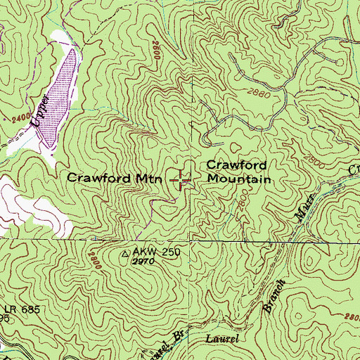 Topographic Map of Crawford Mountain, NC