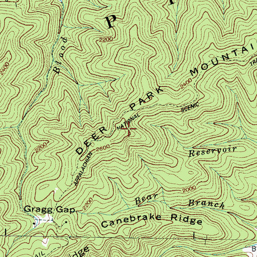 Topographic Map of Deer Park Mountain, NC