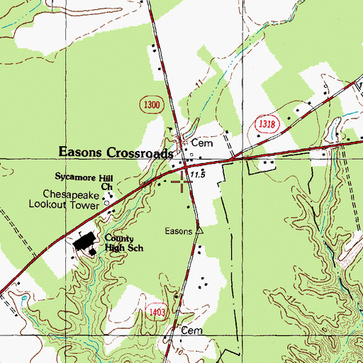 Topographic Map of Eason Crossroads, NC