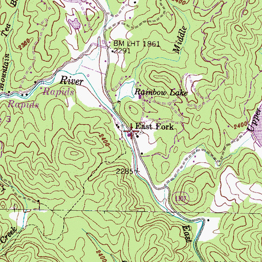 Topographic Map of East Fork, NC