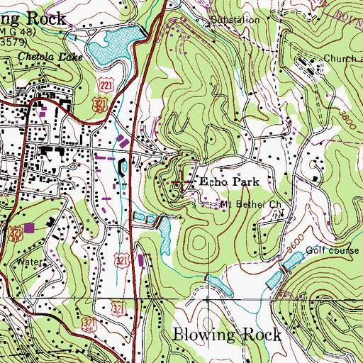 Topographic Map of Echo Park, NC
