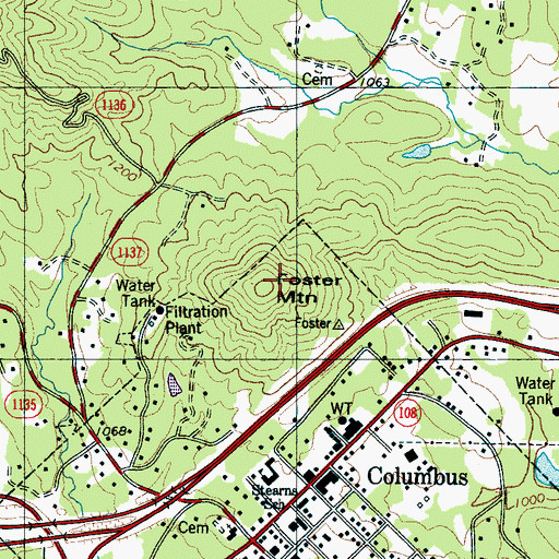 Topographic Map of Foster Mountain, NC