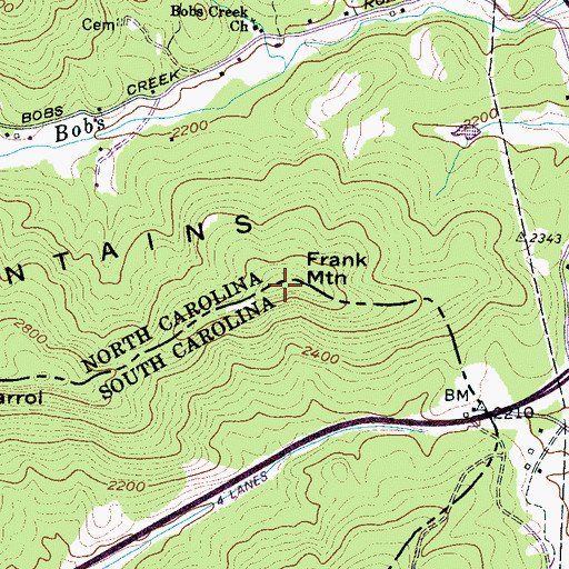 Topographic Map of Frank Mountain, NC