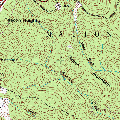 Topographic Map of Gabes Mountain, NC