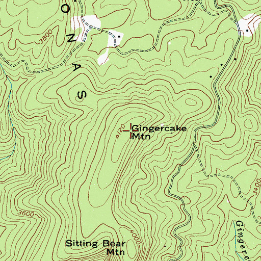 Topographic Map of Gingercake Mountain, NC