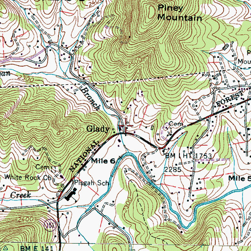 Topographic Map of Glady, NC