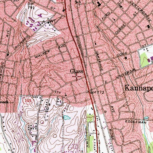 Topographic Map of Glass, NC
