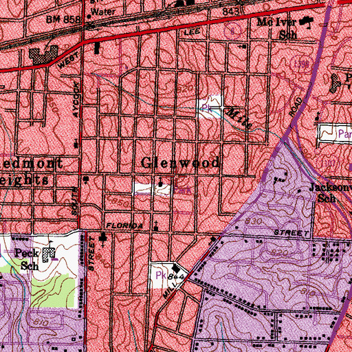 Topographic Map of Glenwood, NC