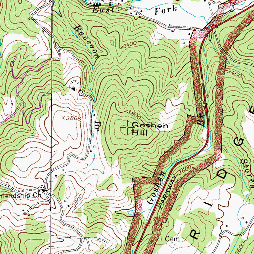 Topographic Map of Goshen Hill, NC