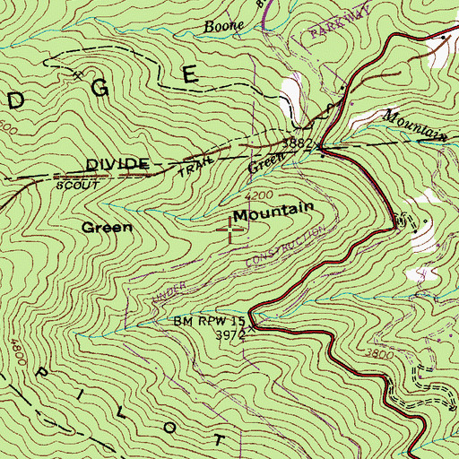 Topographic Map of Green Mountain, NC