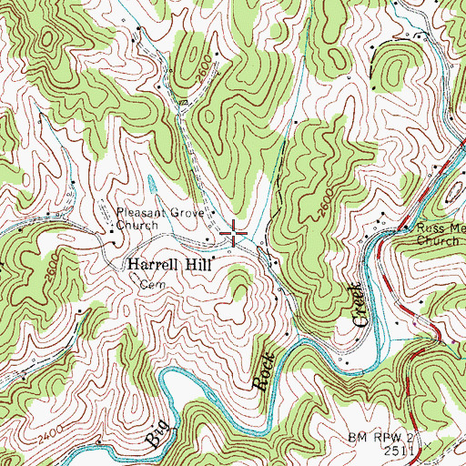 Topographic Map of Harrell Hill, NC