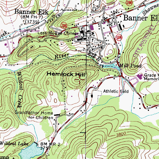 Topographic Map of Hemlock Hill, NC