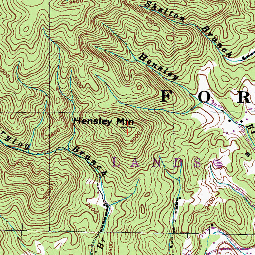 Topographic Map of Hensley Mountain, NC