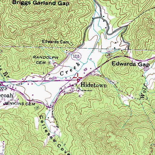 Topographic Map of Hidetown, NC