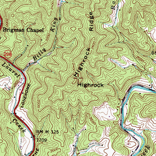 Topographic Map of Highrock, NC