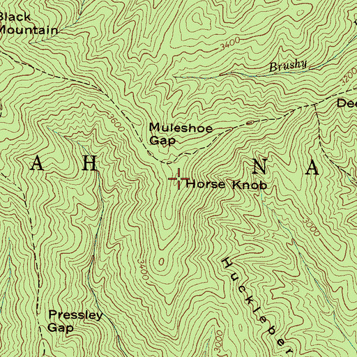 Topographic Map of Horse Knob, NC