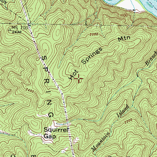 Topographic Map of Hot Springs Mountain, NC