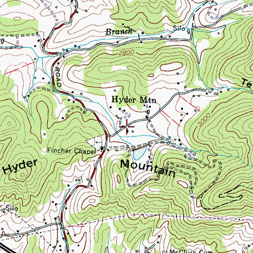 Topographic Map of Hyder Mountain, NC