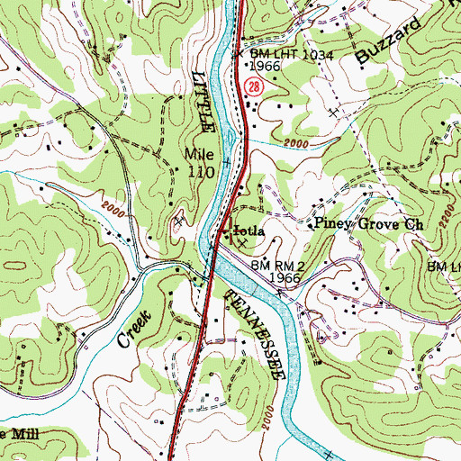Topographic Map of Iotla, NC