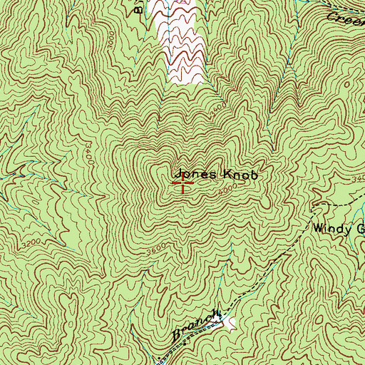 Topographic Map of Jones Knob, NC