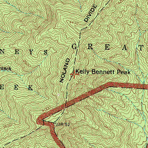 Topographic Map of Kelly Bennett Peak, NC