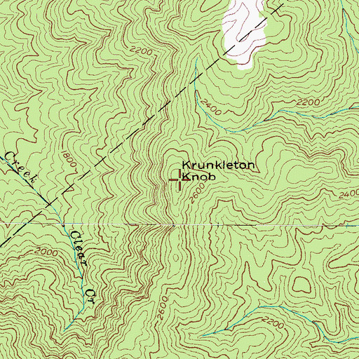 Topographic Map of Krunkleton Knob, NC