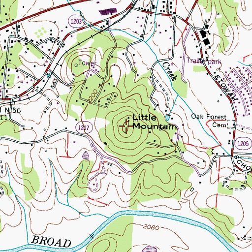 Topographic Map of Little Mountain, NC
