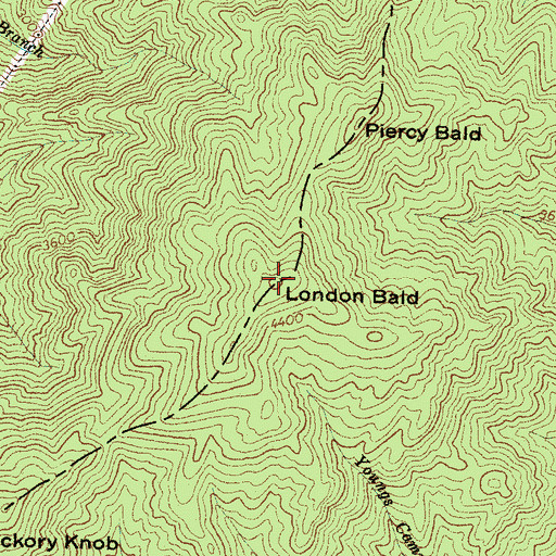 Topographic Map of London Bald, NC