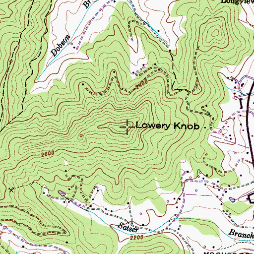 Topographic Map of Lowery Knob, NC