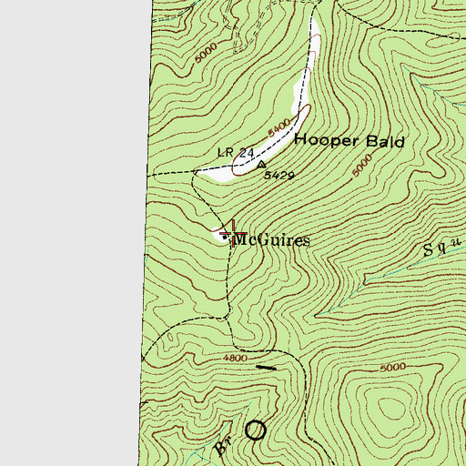 Topographic Map of McGuires, NC